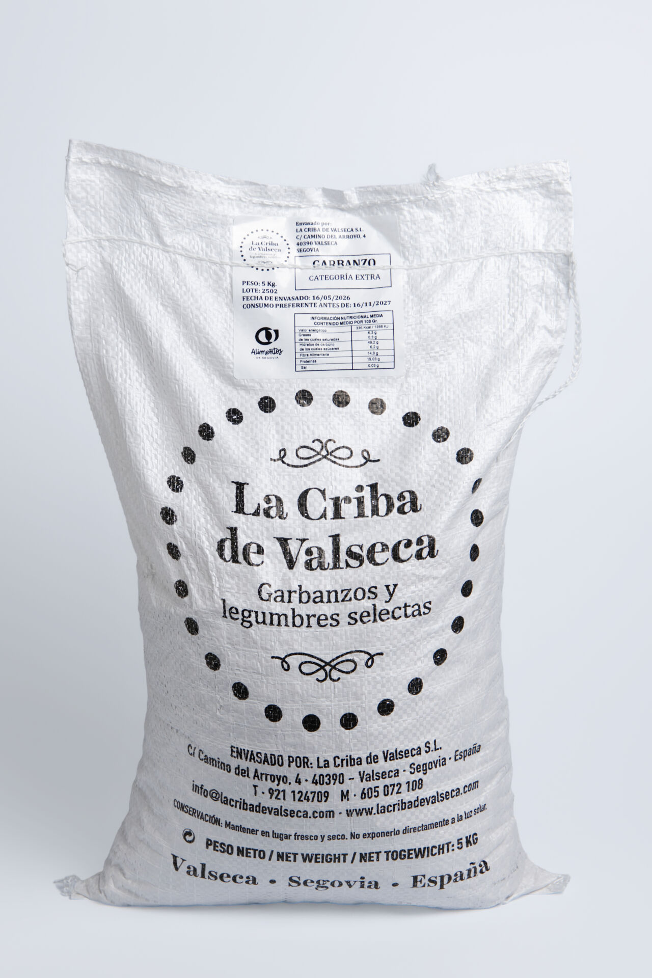 Saco de Garbanzos lechoso de Valseca. 5 Kg